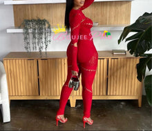 Load image into Gallery viewer, Red Lace Jumpsuit
