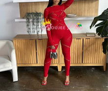 Load image into Gallery viewer, Red Lace Jumpsuit
