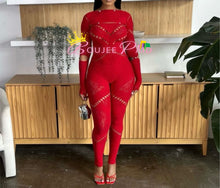 Load image into Gallery viewer, Red Lace Jumpsuit
