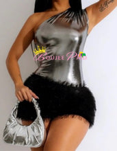 Load image into Gallery viewer, Metallic Feather Dress
