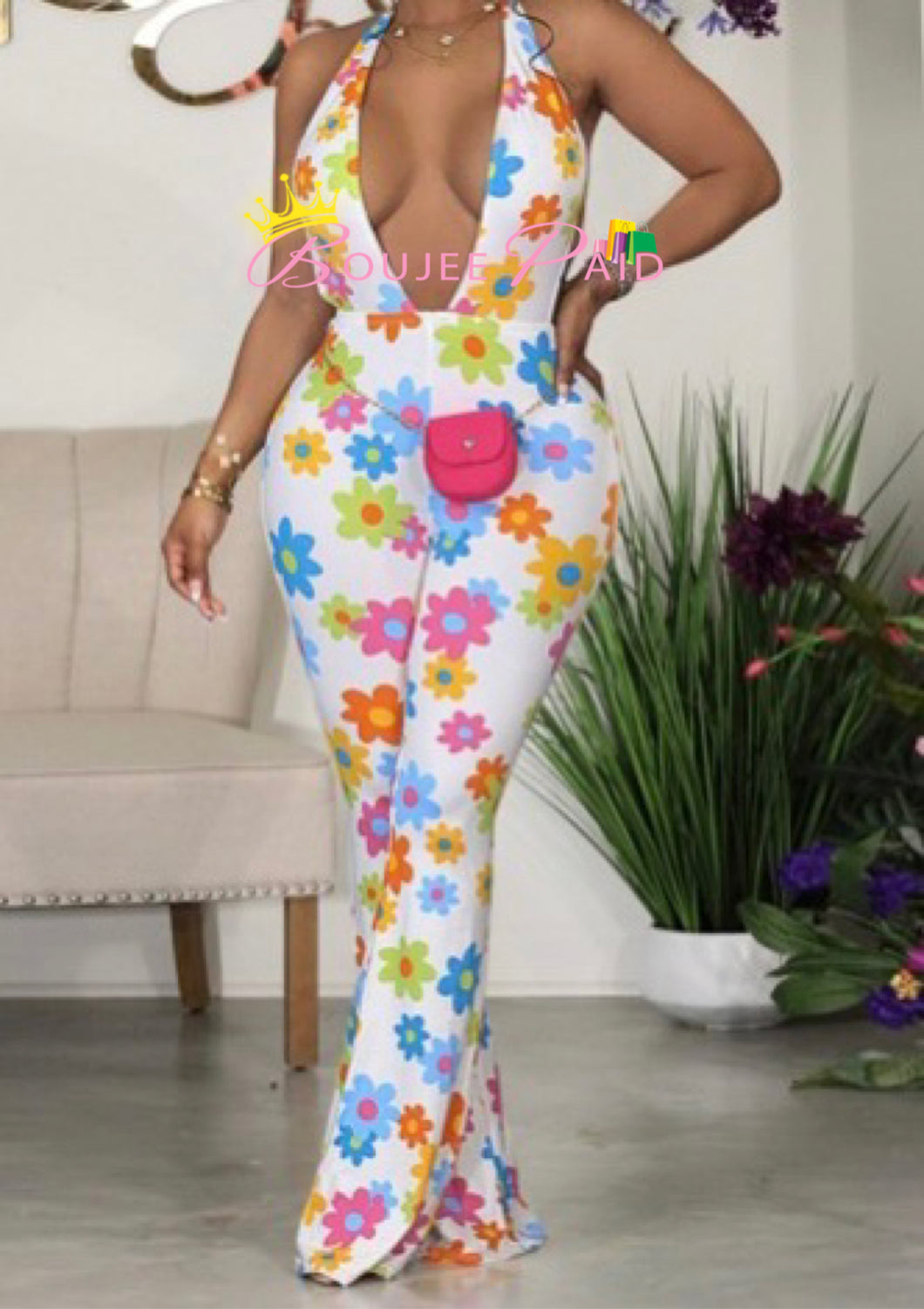 Halter Flower Jumpsuit