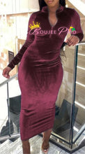 Load image into Gallery viewer, Long Sleeve Velvet Dress
